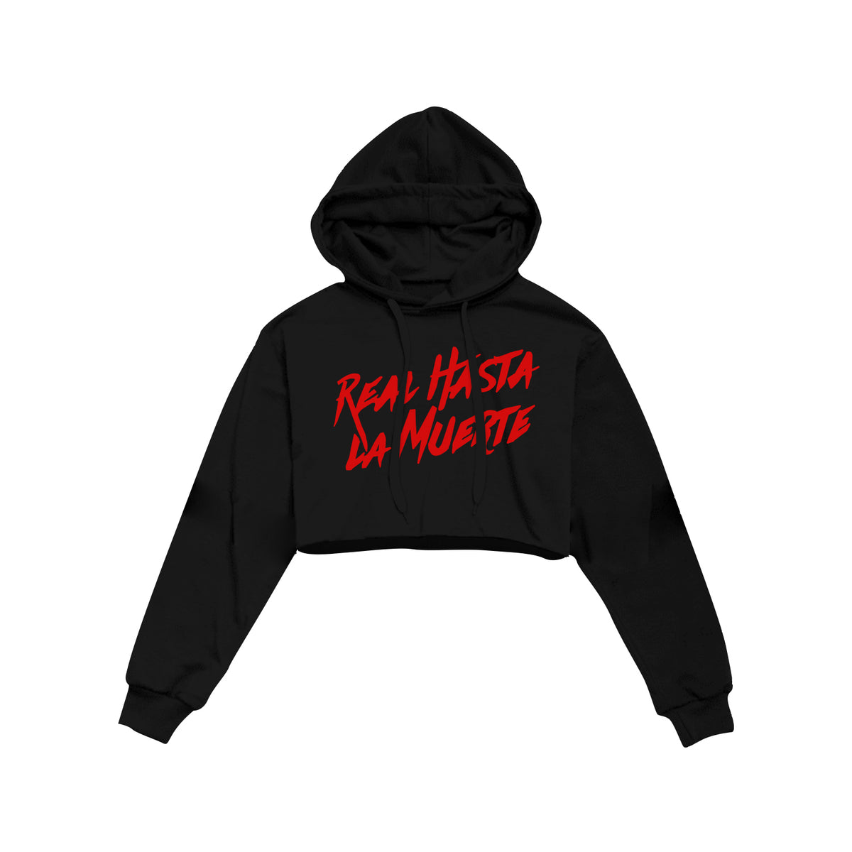 Real Hasta La Muerte Women's Crop Hoodie - Black / Red